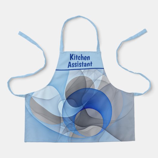 Modern Abstract Blue Gray Fractal Art Graphic Schürze (Vorderseite)