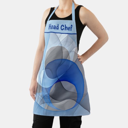 Modern Abstract Blue Gray Fractal Art Graphic Schürze (InSitu)