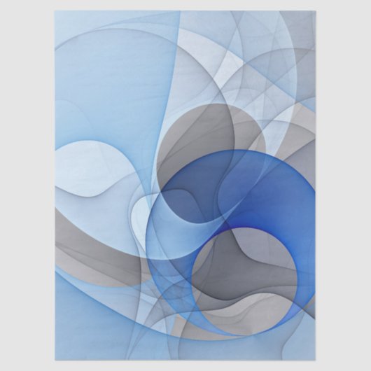 Modern Abstract Blue Gray Fractal Art Graphic Seidenpapier (Vorderseite)