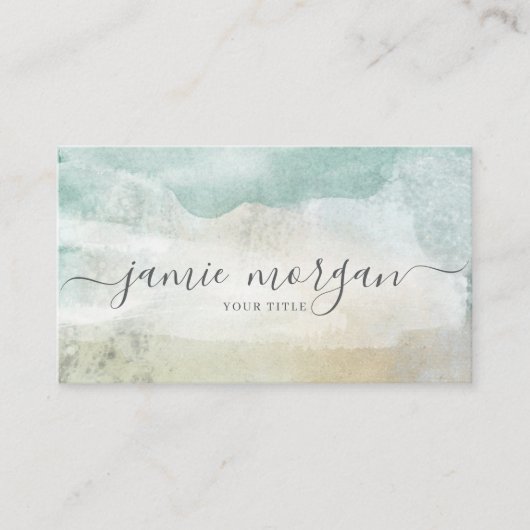 Modern Abstract Blue Green Watercolor Shapes Visitenkarte (Vorderseite)