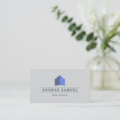 Modern Abstract Blue Home Logo Realtor Ash Black Visitenkarte (Stehend Vorderseite)