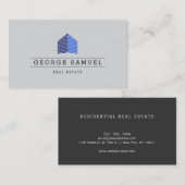 Modern Abstract Blue Home Logo Realtor Ash Black Visitenkarte (Vorne/Hinten)