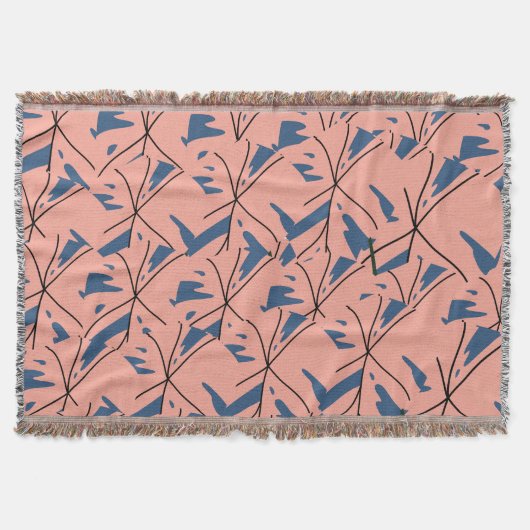 Modern Abstract Blue & Pink Geometric Pattern Flee Decke (Vorderseite)