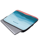 Modern Abstract Blue Pink Mountains Personalised Laptopschutzhülle (Vorne Knopf)
