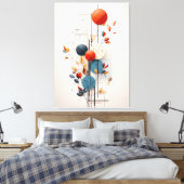 Modern Abstract Botanical Geometry Leinwanddruck (Insitu (Schlafzimmer))