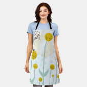 Modern Abstract Botanical Yellow Billy Button Apro Schürze (Getragen)
