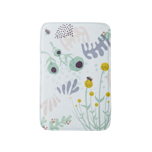 Modern Abstract Botanical Yellow Billy Button Badematte (Vorderseite Vertikal)