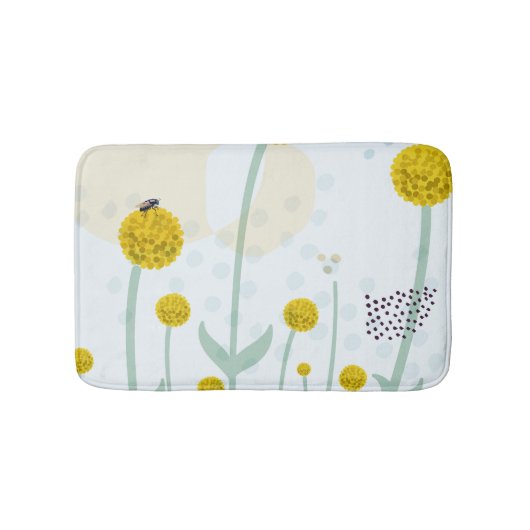 Modern Abstract Botanical Yellow Billy Button Badematte (Vorderseite)