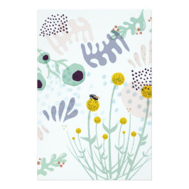 Modern Abstract Botanical Yellow Billy Button Fotodruck
