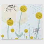 Modern Abstract Botanical Yellow Billy Button Geschenkpapier (Flach)