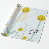 Modern Abstract Botanical Yellow Billy Button Geschenkpapier (Ungerollt)