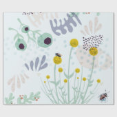 Modern Abstract Botanical Yellow Billy Button Geschenkpapier (Flach)