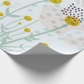 Modern Abstract Botanical Yellow Billy Button Geschenkpapier (Ecke)