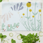 Modern Abstract Botanical Yellow Billy Button  Geschirrtuch (Gefaltet)