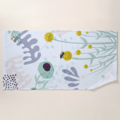 Modern Abstract Botanical Yellow Billy Button Strandtuch (Vorderseite)