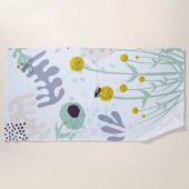 Modern Abstract Botanical Yellow Billy Button Strandtuch (Vorderseite)