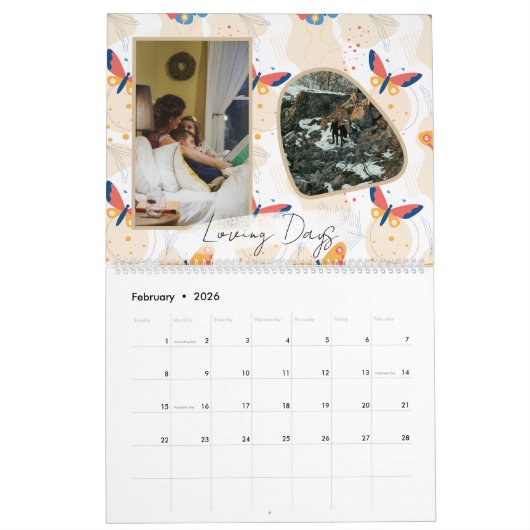 Modern Abstract Butterflies Photo Calendar 2026 Kalender (Feb 2026)