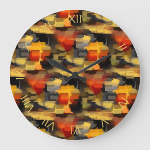 Modern Abstract Calico Paint Squares Große Wanduhr
