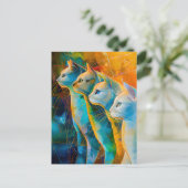 Modern abstract cat portrait surrounded by Galaxy Postkarte (Stehend Vorderseite)
