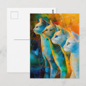 Modern abstract cat portrait surrounded by Galaxy Postkarte (Vorne/Hinten)