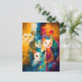 Modern abstract cat portrait surrounded Galaxy Postkarte (Stehend Vorderseite)