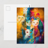 Modern abstract cat portrait surrounded Galaxy Postkarte (Vorne/Hinten)