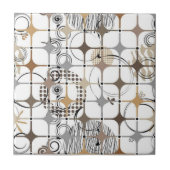 Modern Abstract Circles and Stars in Gold and Bron Fliese (Vorderseite)