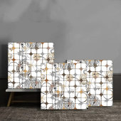 Modern Abstract Circles and Stars in Gold and Bron Fliese