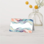 Modern Abstract Color Wave Wedding Platzkarte (Rückseite)