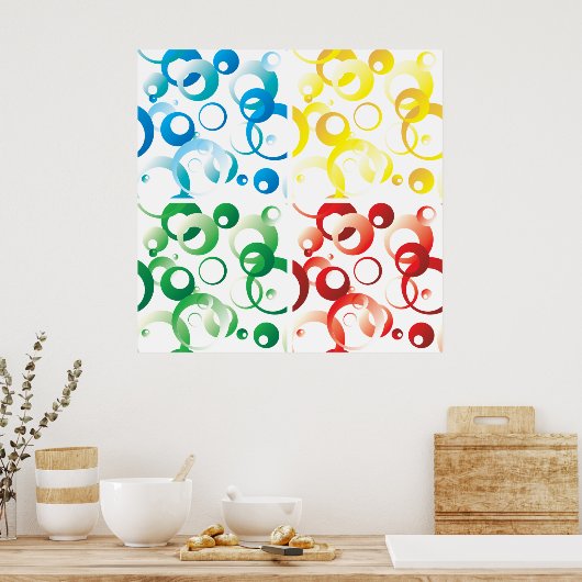 Modern Abstract Colorful Bubbles Geometric Pattern Poster (Küche)