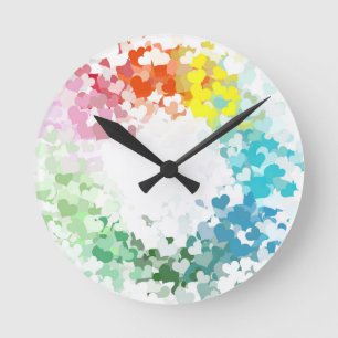 Modern Abstract Colorful Hearts Blank Template Runde Wanduhr