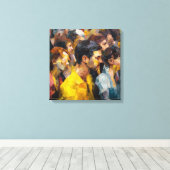 Modern Abstract Crowd Faces Expressionism Vibrant Leinwanddruck (Insitu (Holzboden))