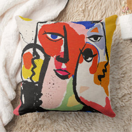 Modern Abstract Cubism Colorful Geometric Portrait Kissen