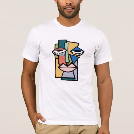 Modern Abstract Cubist Face Illustration - Bold Ge T-Shirt (Vorderseite)