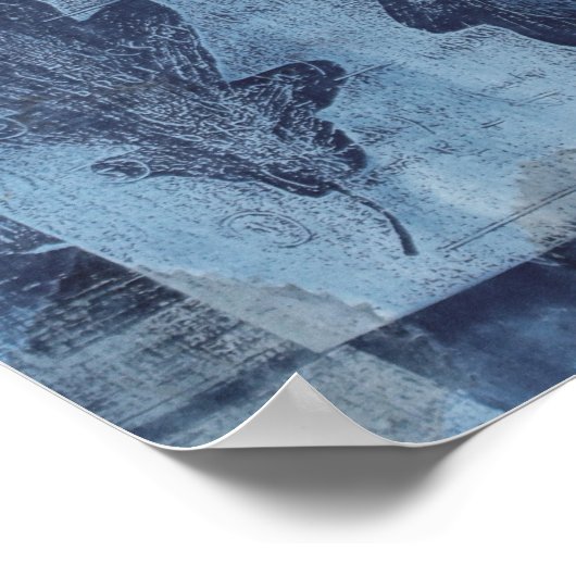 Modern Abstract Cyan Blue Botanical  Poster (Ecke)