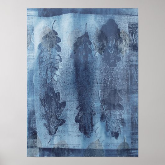 Modern Abstract Cyan Blue Botanical Poster (Vorne)