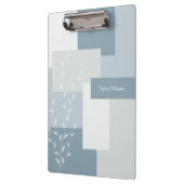 Modern Abstract Dusty Blue White Leaf Clipboard Klemmbrett (Links)
