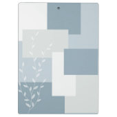Modern Abstract Dusty Blue White Leaf Clipboard Klemmbrett (Rückseite)