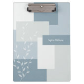 Modern Abstract Dusty Blue White Leaf Clipboard Klemmbrett (Vorderseite)