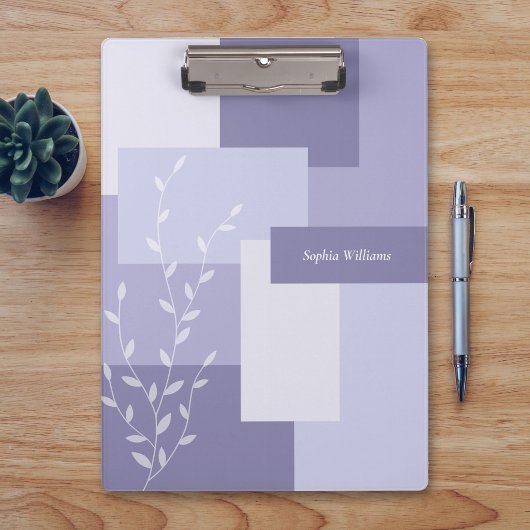 Modern Abstract Dusty Purple White Leaf Clipboard Klemmbrett