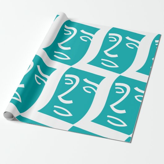 Modern Abstract Face Line Art Teal Geschenkpapier (Ungerollt)