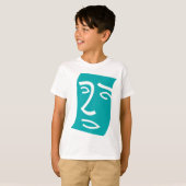 Modern Abstract Face Line Art Teal T-Shirt (Vorne ganz)
