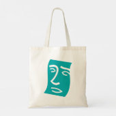 Modern Abstract Face Line Art Teal Tragetasche (Rückseite)