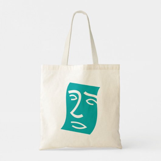 Modern Abstract Face Line Art Teal Tragetasche (Rückseite)