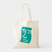 Modern Abstract Face Line Art Teal Tragetasche (Vorne)