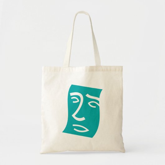 Modern Abstract Face Line Art Teal Tragetasche (Vorne)