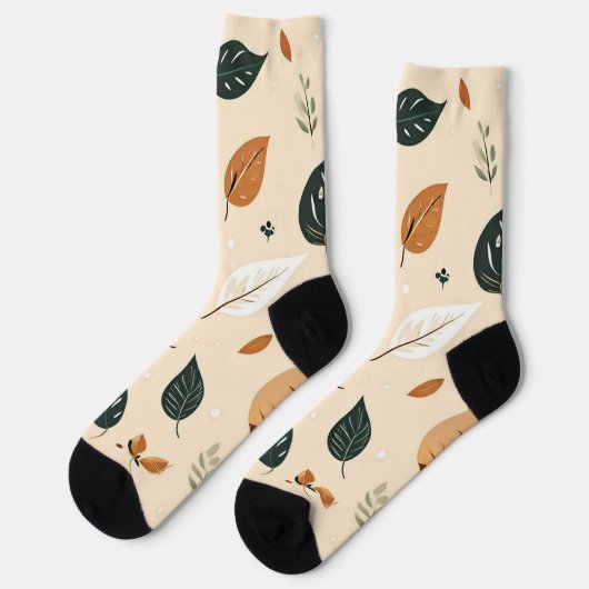 Modern Abstract Fall Leaves Pattern Socks Socken (Linkes Detail)