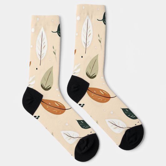 Modern Abstract Fall Leaves Pattern Socks Socken (Rechts)