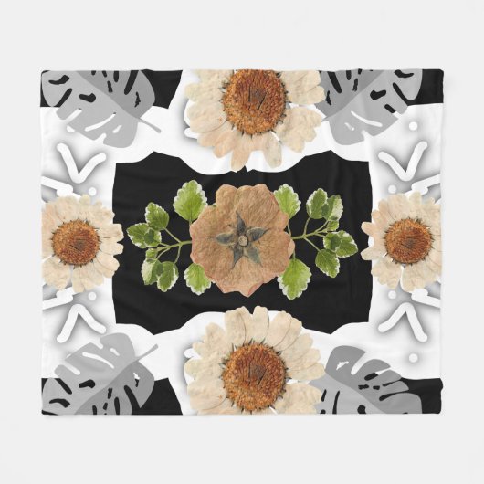 Modern abstract floral art fleecedecke (Vorderseite (Horizontal))