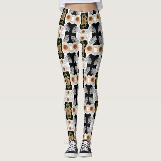 Modern abstract floral art leggings (Vorderseite)